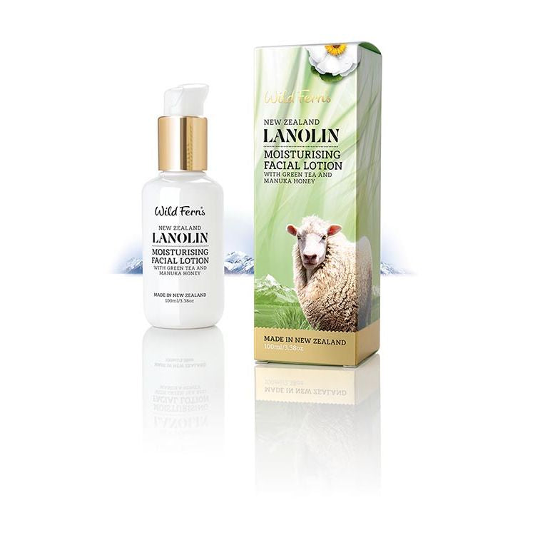 Wild Ferns New Zealand Lanolin Moisturising Facial Lotion with Green Tea and Manuka Honey 100ml