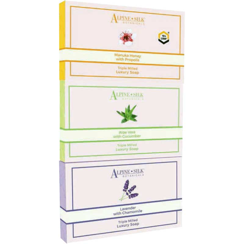 Alpine Silk Botanicals Luxury Soap Multi Pack Lavender, Manuka Honey, Aloe Vera