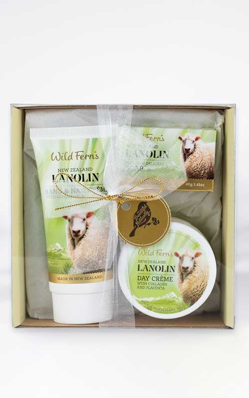 Wild Ferns Lanolin Skincare Gift Box - Day Creme, Soap, Hand Nail Creme