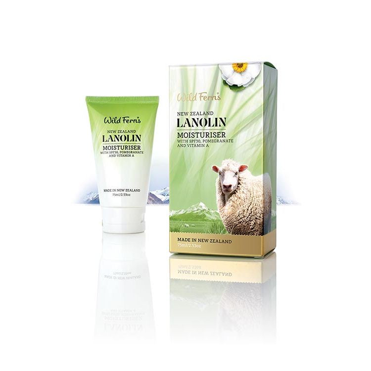 Wild Ferns New Zealand Lanolin Moisturiser SPF30 with Pomegranate and Vitamin A 75ml